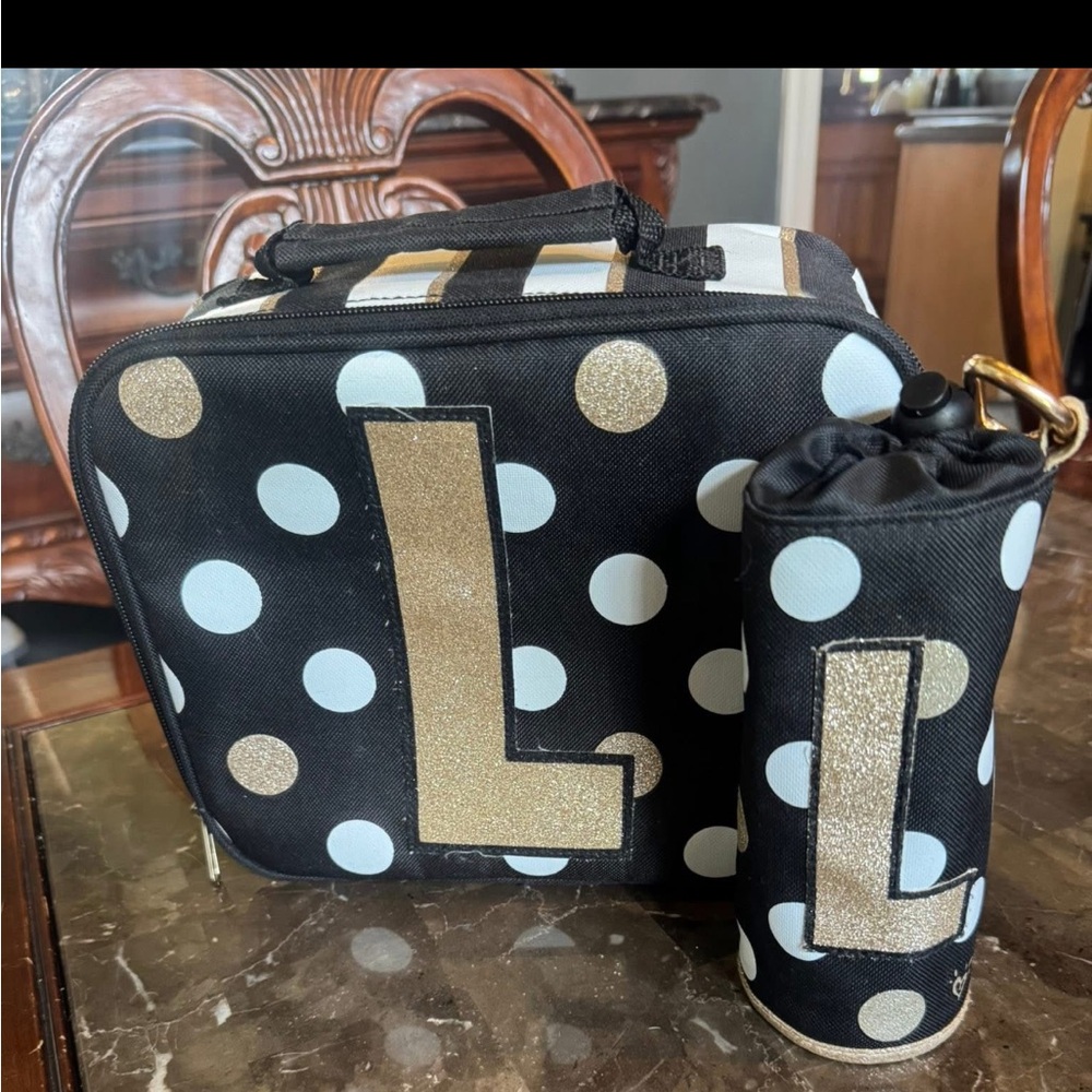 Justice Black and Gold Polka Dot Lunch Set